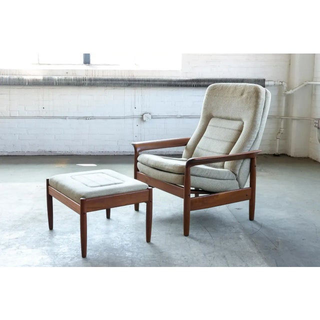 Mid-Century Modern Danish Modern Teak Lounge Chair With Ottoman, Denmark, Circa 1970 For Sale - Image 3 of 12