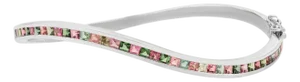 925 Silver Multi Tourmaline Wave Cuff Bangle Bracelet