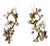 Vintage Italian Mirrored Gilt Metal and Porcelain Rose Sconces, 1940s, Set of 2 For Sale