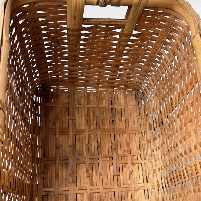 Vintage Japanese Bamboo Harvest Basket, 1960s For Sale - Image 9 of 10