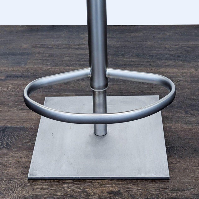 Metal Frag Brushed Aluminum Counter Stool With Leather Seat For Sale - Image 7 of 8
