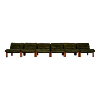 Lounge Chairs in Green Leather, Denmark, 1970s For Sale
