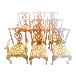 Late 19th Century Set of 8 Mahogany Chippendale Dining Chairs With 2 Armchairs For Sale