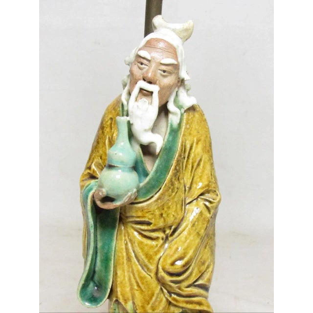 Chinese Vintage Chinese Mud Man Lamp For Sale - Image 3 of 12