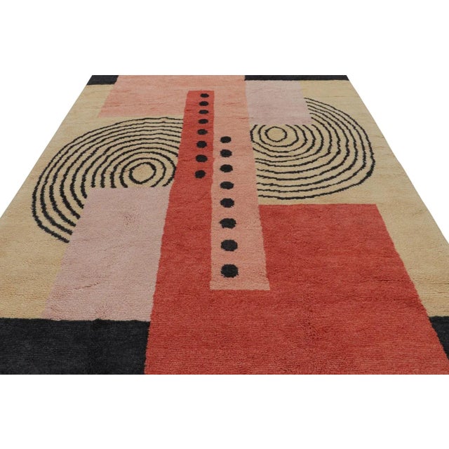 Art Deco Rug & Kilim’s French Art Deco Style Rug With Pink and Black Geometric Patterns For Sale - Image 3 of 7