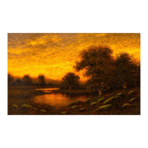 American Antique Oil Painting of Evening Landscape by George W. Drew