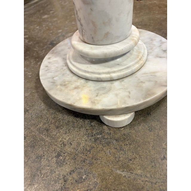 White Antique Solid Marble Accent Table For Sale - Image 8 of 9