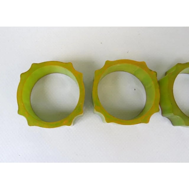 Art Deco Catalin Napkin Rings in Green Amber, Set of 6 For Sale - Image 17 of 18