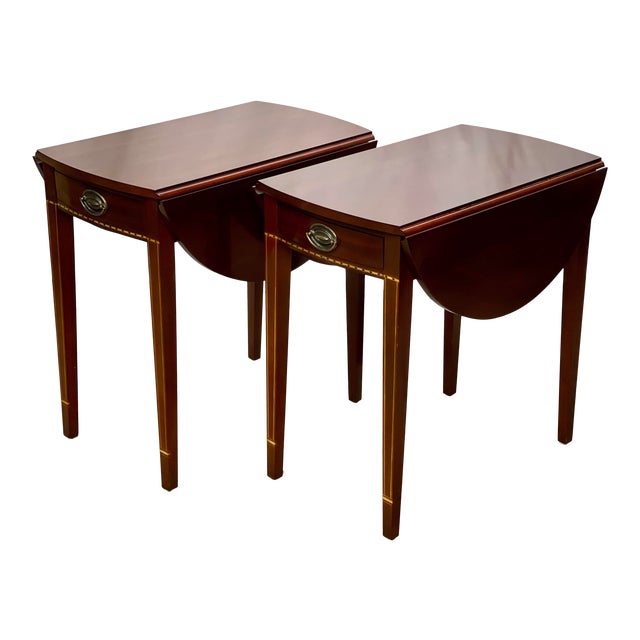 Vintage Mahogany Craftique Hepplewhite Style Drop Leaf Pembroke Side