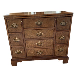 Vintage Baker Chippendale Style Burl Flip Top Server Chest For Sale