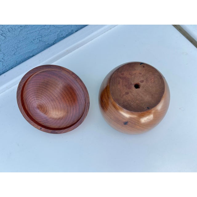 Mid 20th Century Carved Wood Apple Trinket Box Container For Sale - Image 4 of 7