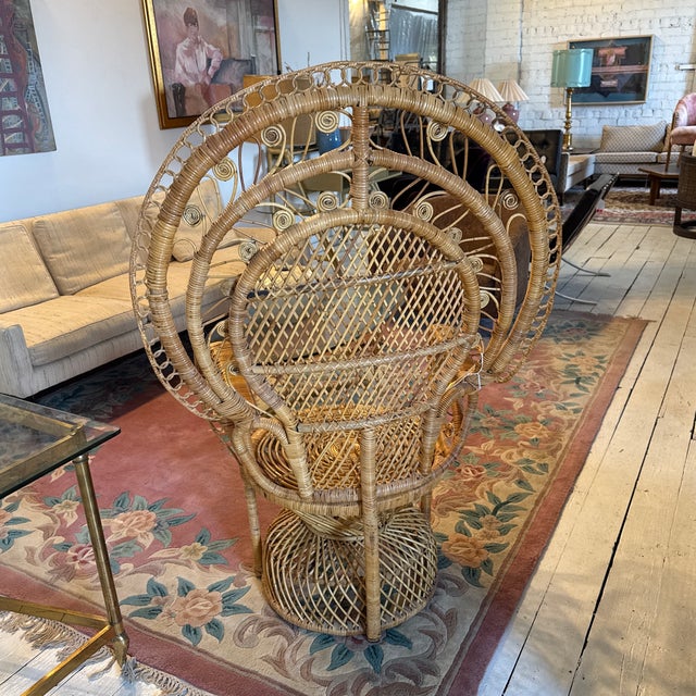 Wood Vintage Rattan Peacock Chair For Sale - Image 7 of 7
