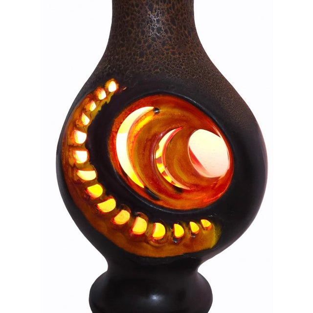 Mid-Century Modern West German Fat Lava Pottery Floor Lamp Base by Walter Gerhards, 1970s For Sale - Image 3 of 8