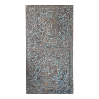 Handcarved Kamasutra Wall Art, Washed Blue Shabby Chic Barn Door 73x36 For Sale