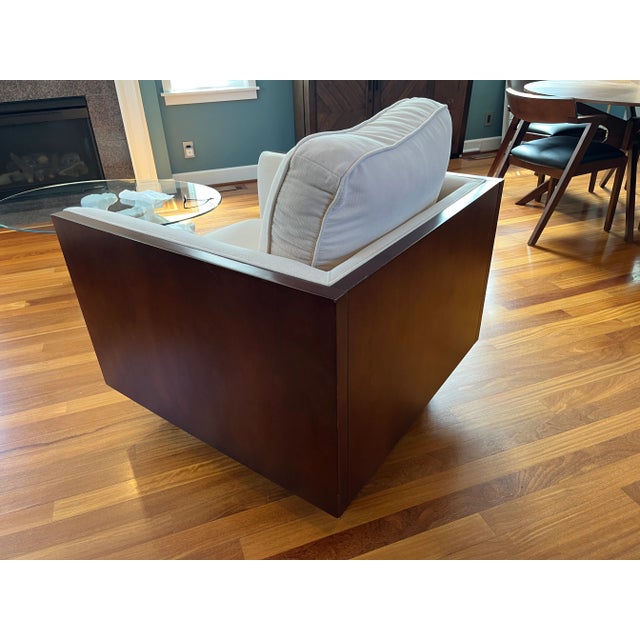 Mid-Century Modern Case Walnut and Chenille Armchair For Sale - Image 4 of 11