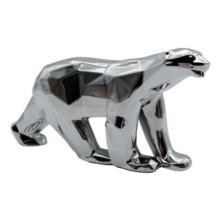Silver Resin Pompon Bear from Richard Orlinski For Sale