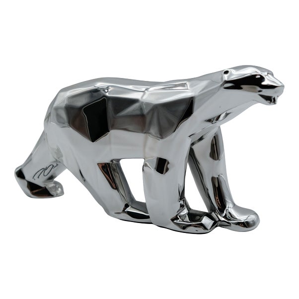 Silver Resin Pompon Bear from Richard Orlinski For Sale