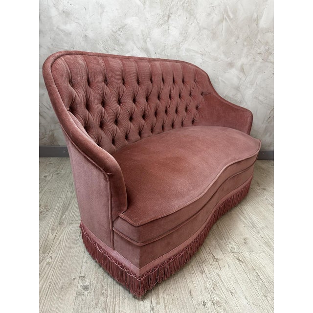 Textile Vintage Velvet Sofa, 1950s For Sale - Image 7 of 13