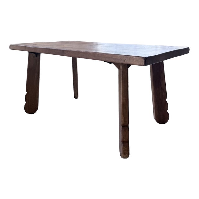 Brutalist Oak Table attributed to De Puydt, Belgium, 1970s For Sale