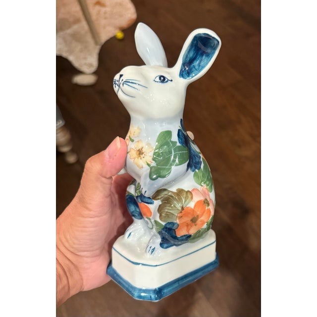 Metal Vintage Floral Bunny Rabbit For Sale - Image 7 of 12