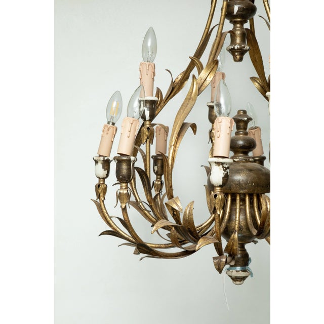1950s Italian Gilt Wood Chandelier For Sale - Image 5 of 6