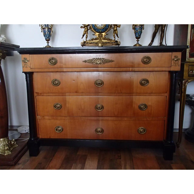 Empire Chest of 4 Drawers with Black Marble Top For Sale - Image 9 of 11