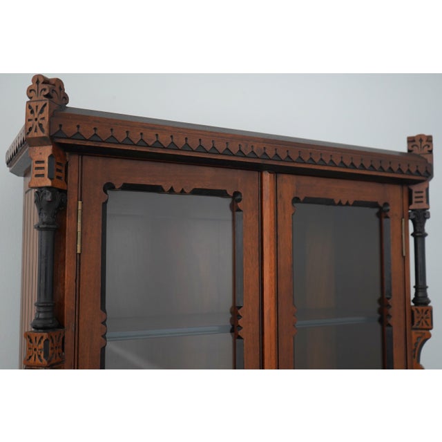 Brown Stunning American Eastlake Victorian Walnut Secretary Desk For Sale - Image 8 of 18
