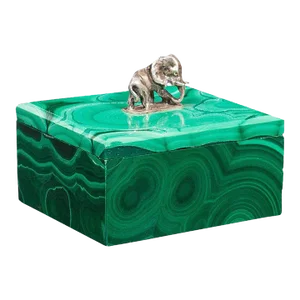 Small Antique English Malachite & Silver Trinket Box