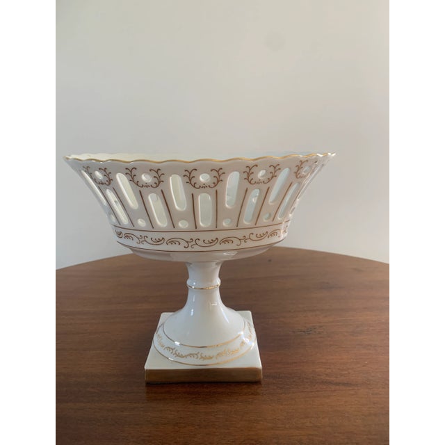 Mid-20th Century Neoclassical Regency Reticulated Porcelain Basket For Sale In South Bend - Image 6 of 9