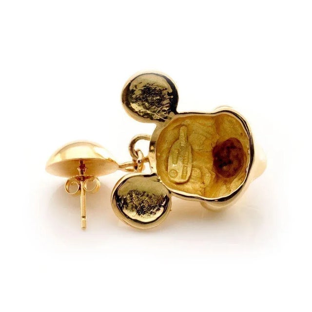 Mickey Mouse Diamond Rubies 18k Yellow Gold Drop Dangle Earrings For Sale In Miami - Image 6 of 6