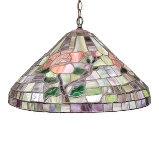 Vintage Hanging Stain Glass Pendant For Sale