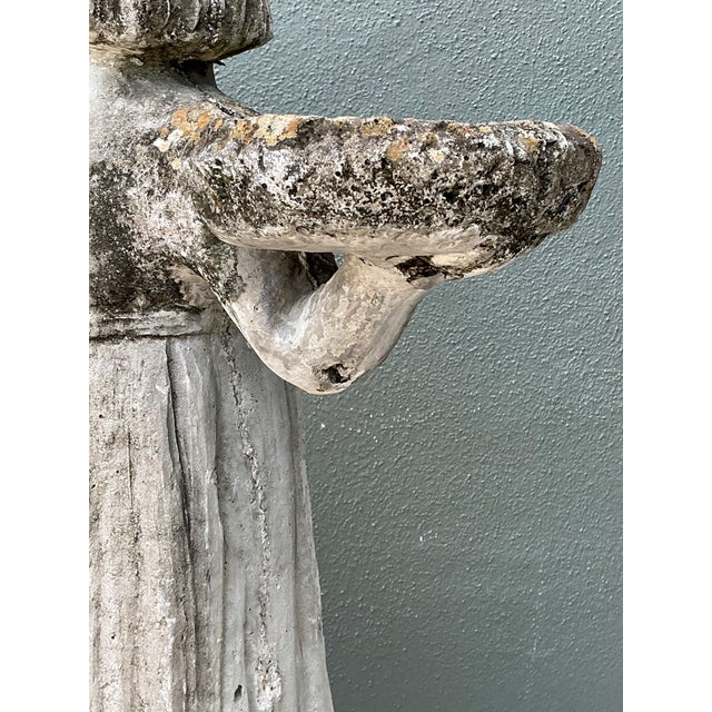 Stone Gray Vintage Stone Garden Figure With Bowls For Sale - Image 8 of 12