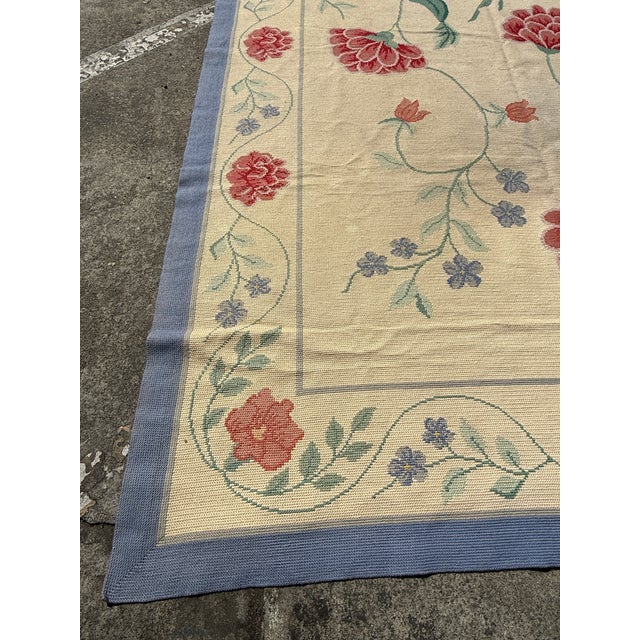 Cream 11ft 8in × 13ft 11in Starck Portuguese Petit-Point Area Rug For Sale - Image 8 of 12