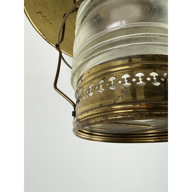 Naval Pendant Lamp in Brass and Opaline Glass, 1940s For Sale - Image 9 of 13