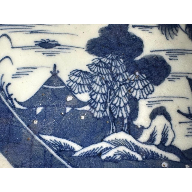 19th Century Antique Chinese Canton Blue & White Vegetable Dish, c. 1860 For Sale - Image 5 of 10