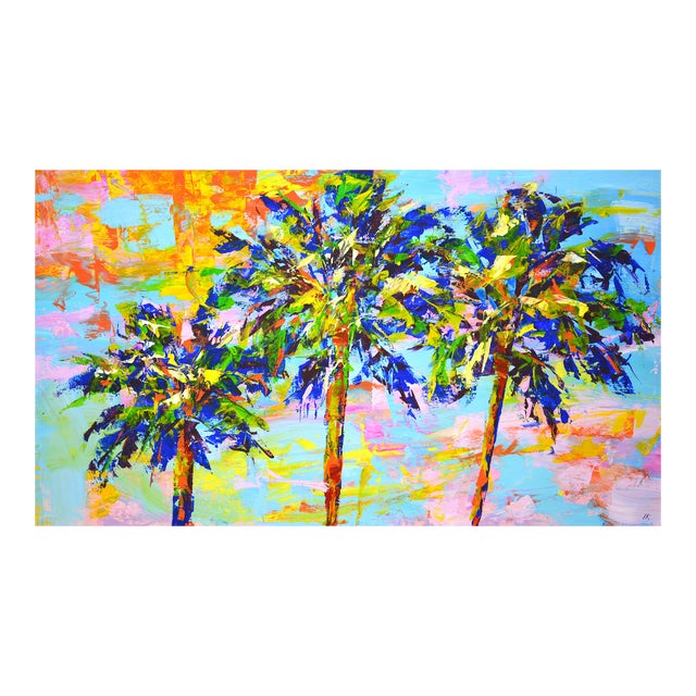 "Palm Trees 3." Original Abstract Painting For Sale