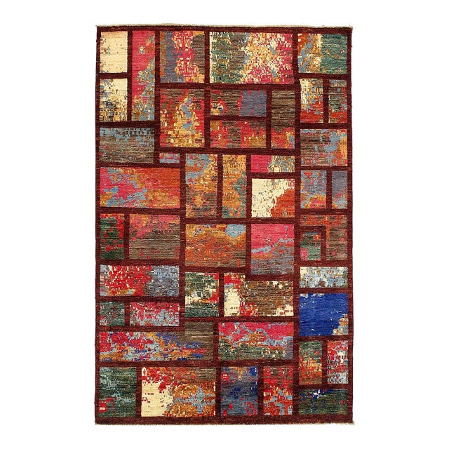 Pasargad DC Multi Color Fine Hand Knotted Modern Rug For Sale