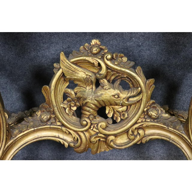 French Louis XV Giltwood Marble Top Wall Mounted Console Table C. 1870s For Sale - Image 4 of 9