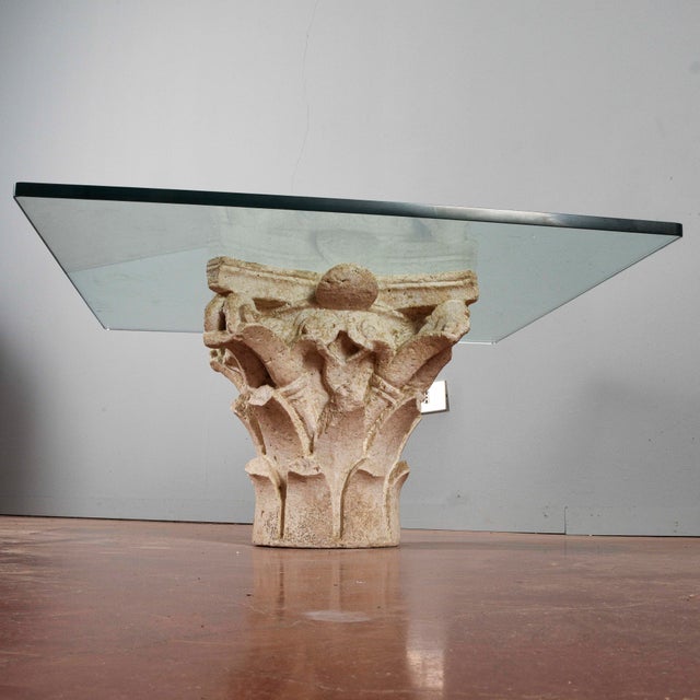 White Stone Capital Coffee Table with Large Thick Glass Top For Sale - Image 10 of 18