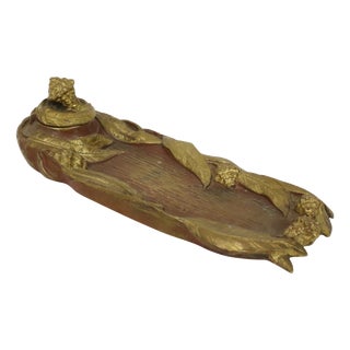 20th Century Art Nouveau Gilded Bronze Inkwell Pen Holder, 1890s For Sale