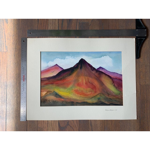 Late 20th Century Abstract Mountain Landscape Watercolor Painting by Frealon Norden Bibbins For Sale - Image 4 of 5
