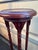 Beautiful wood plant stand with barley-twist legs, carved details, a round top, and a small lower shelf. Rich reddish-...