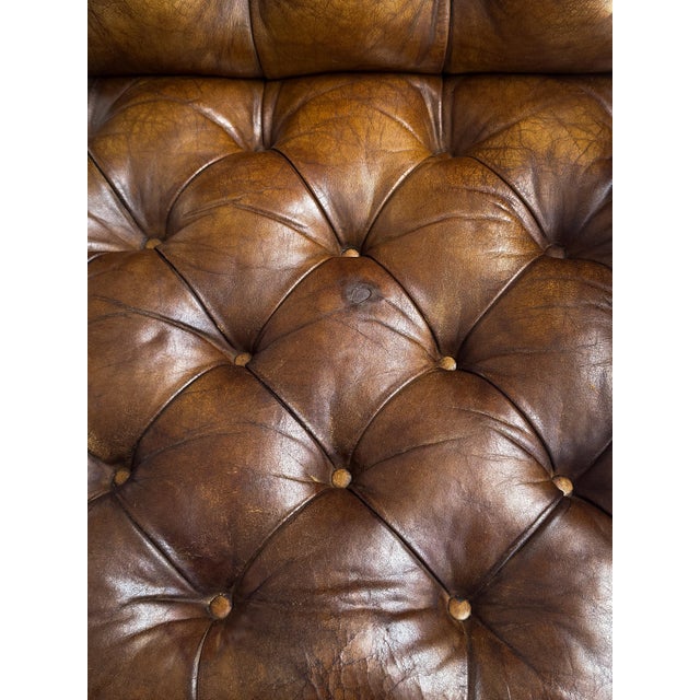Large Gainsborough Library Armchair of Tufted Leather From England For Sale - Image 10 of 15