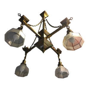 1900s Mission Gas Electric Chandelier