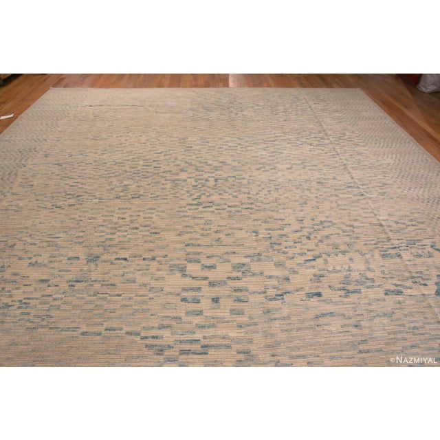 Abstract Cream Light Blue Large Geometric Modern Area Rug For Sale - Image 4 of 9