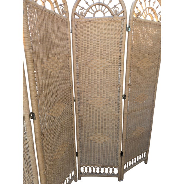 Vintage Coastal Nantucket Wicker Screen For Sale - Image 17 of 17