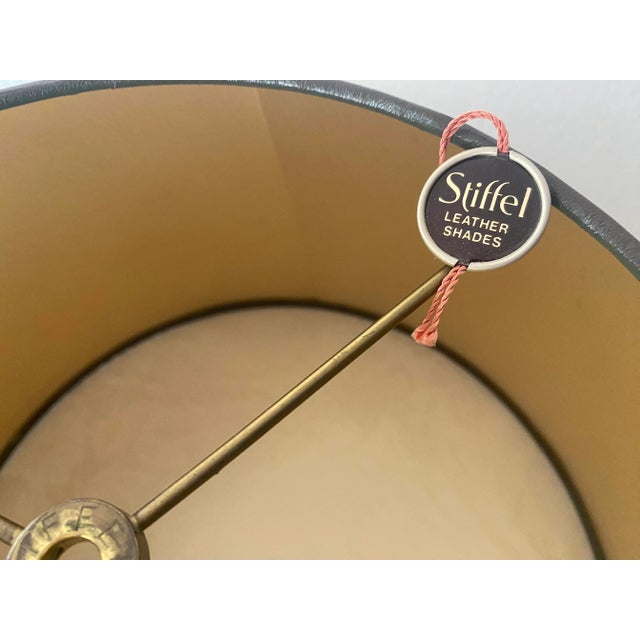 Late 20th Century Exquisitely Unique and Rare Dark Burgundy Stiffel Leather Lamp Shade. It measures: Bottom diameter is 17...