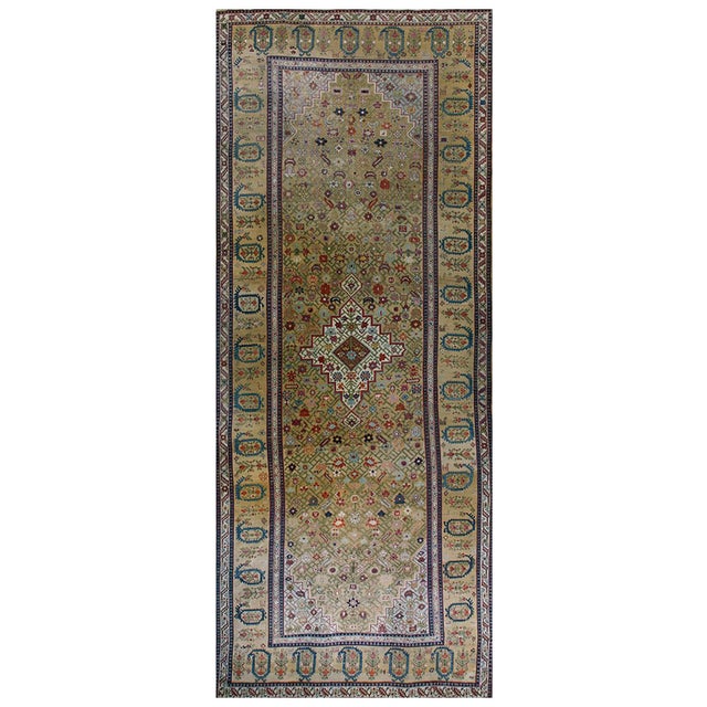 1870s Tan Camel Medallion Antique Caucasian Shusha Karabagh Rug 7'2" X 18' Knotted Wool Carpet For Sale - Image 15 of 18