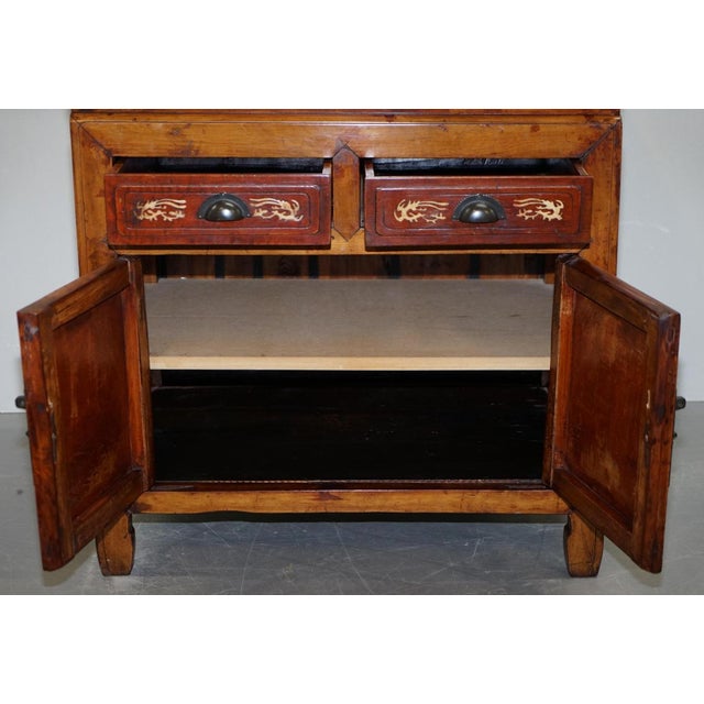 Antique Chinese Redwood Lacquered Inlaid Sideboard For Sale - Image 12 of 14