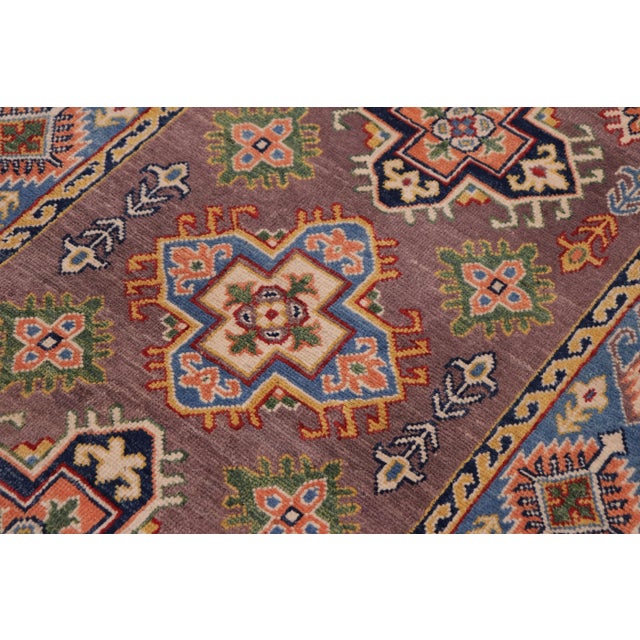 Textile 1990s Rustic Kazak Gray/Light Blue Wool Rug - 3'3'' X 5'1'' For Sale - Image 7 of 8